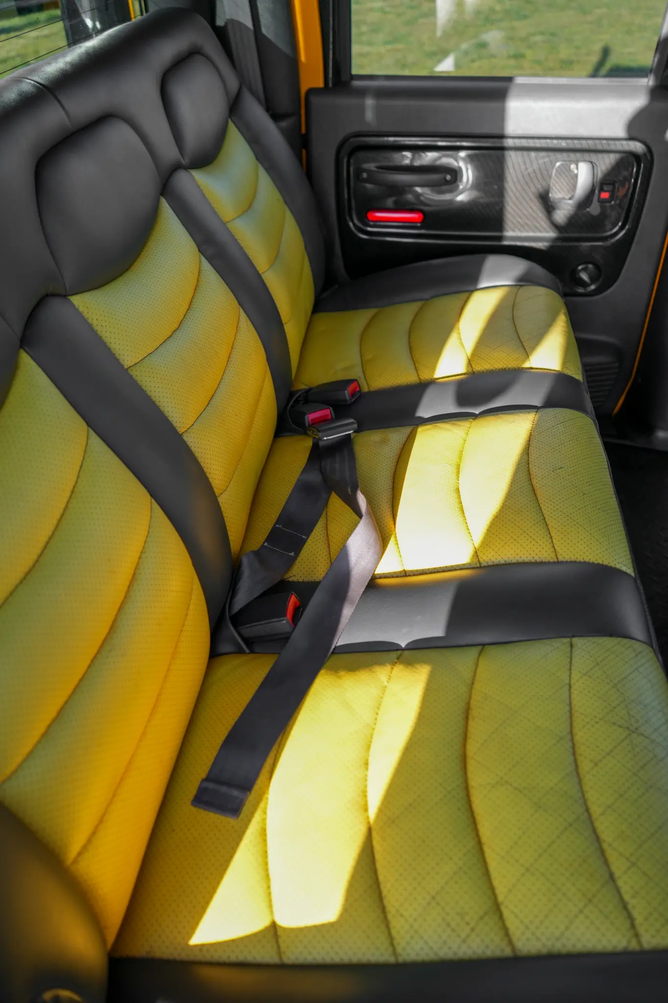 Custom yellow and black rear seats
