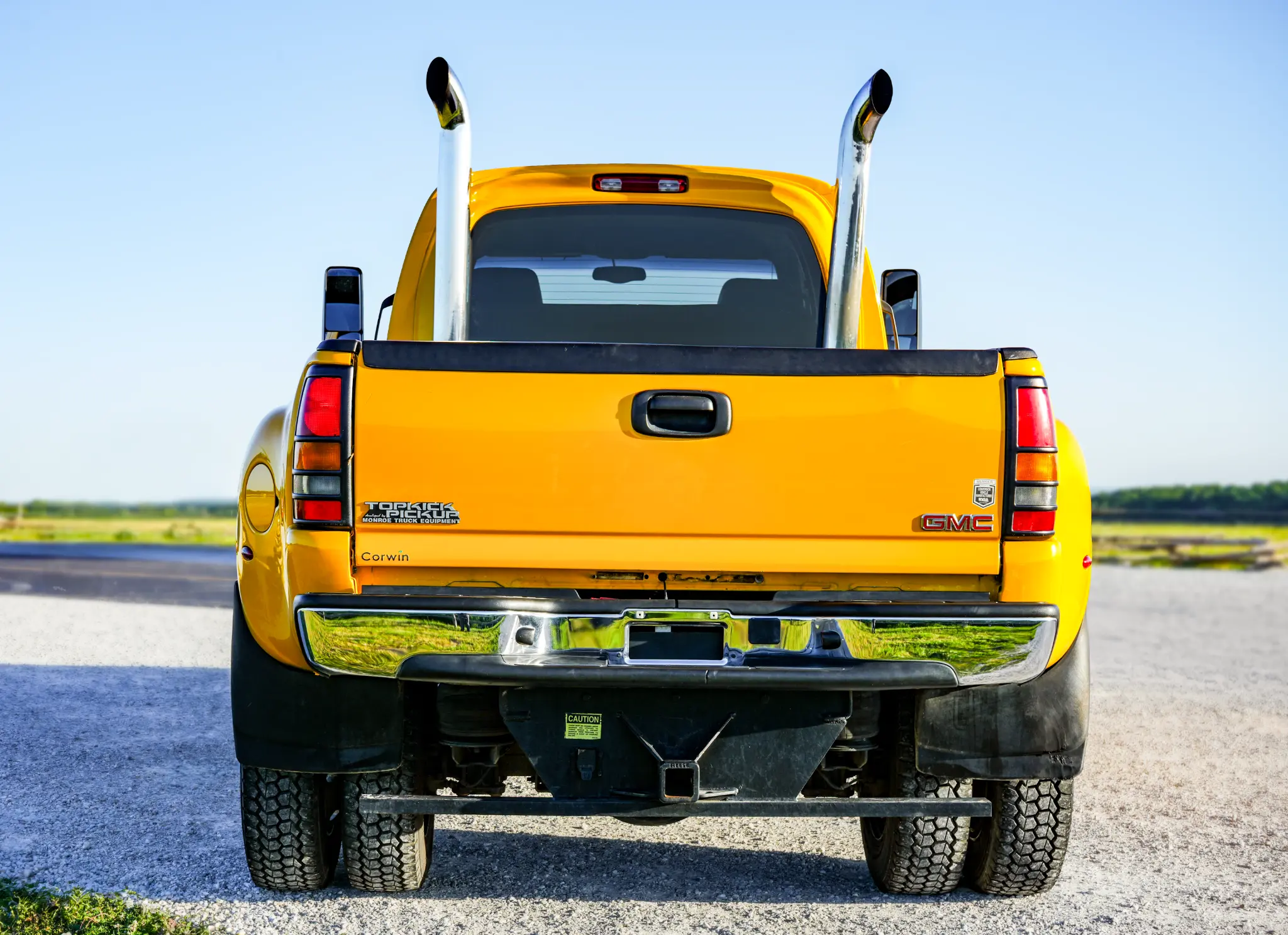 Rear view with chrome stacks